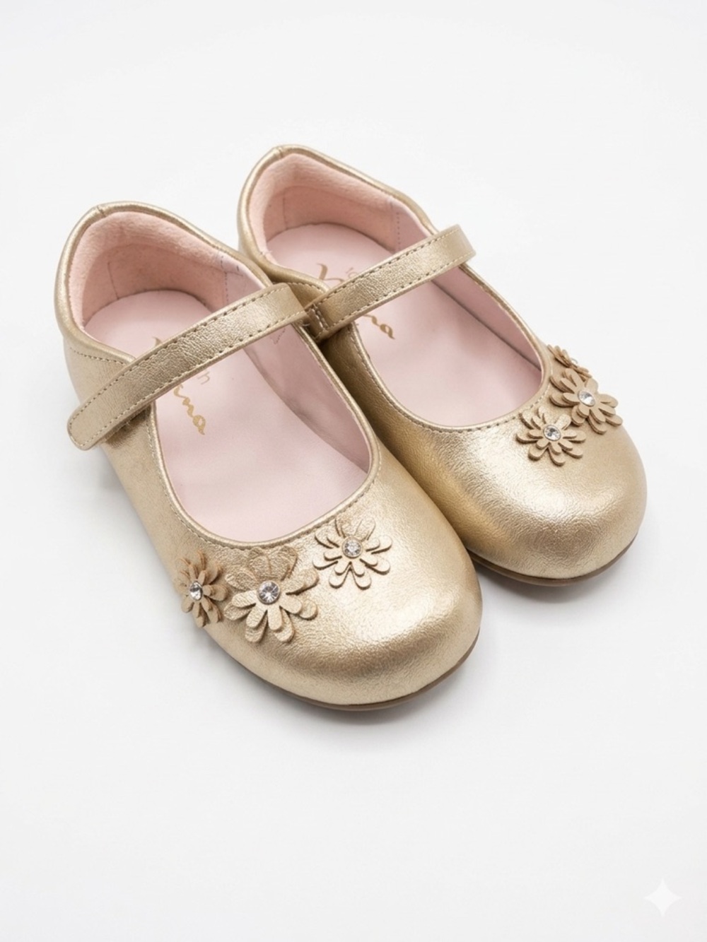 Touch of Nina Gold Floral Jeweled Mary Janes Size Toddler 8